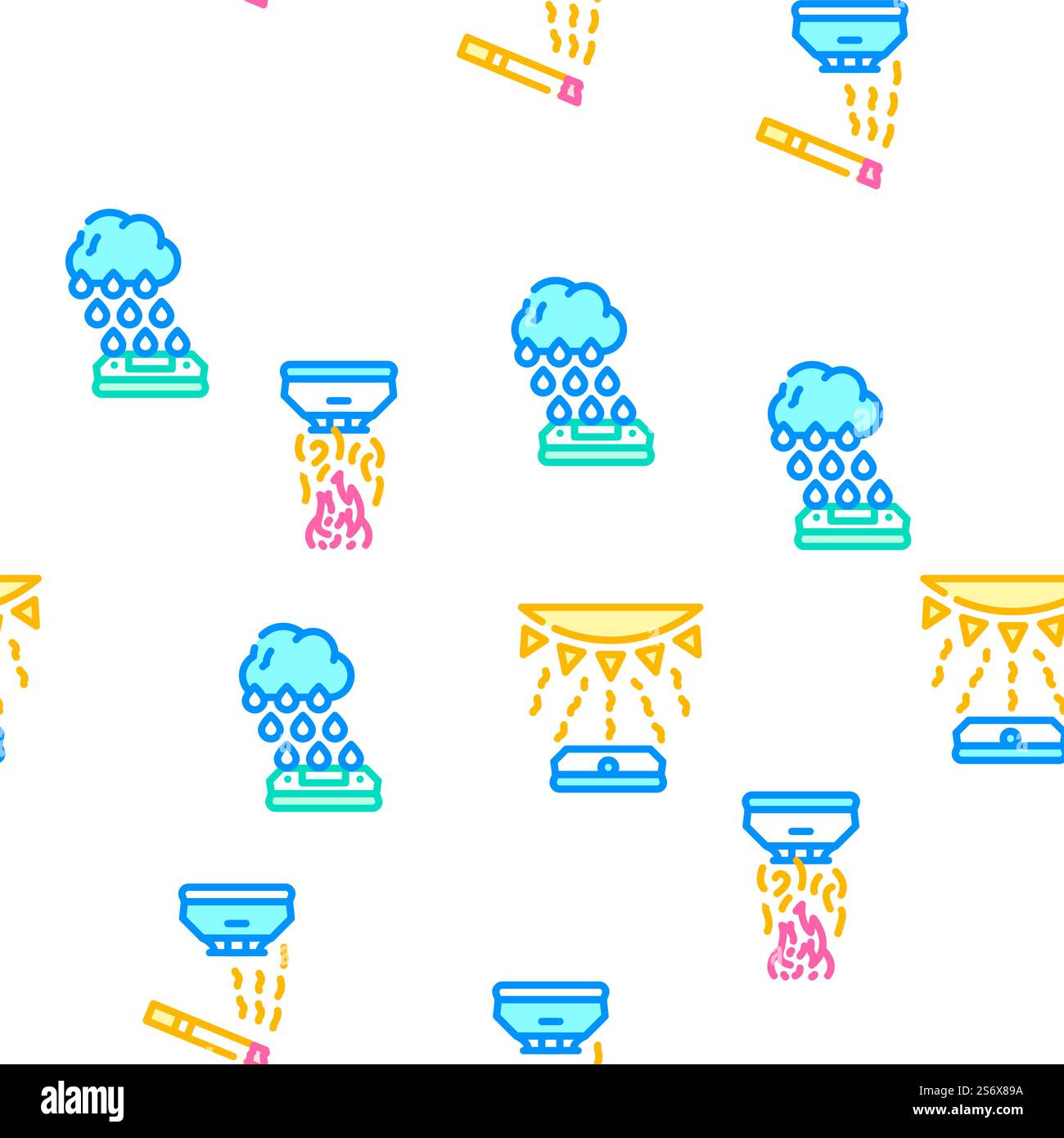Sensor Electronic Tool Vector Seamless Pattern Color Line Illustration. Sensor Electronic Tool Vector Seamless Pattern Stock Vector