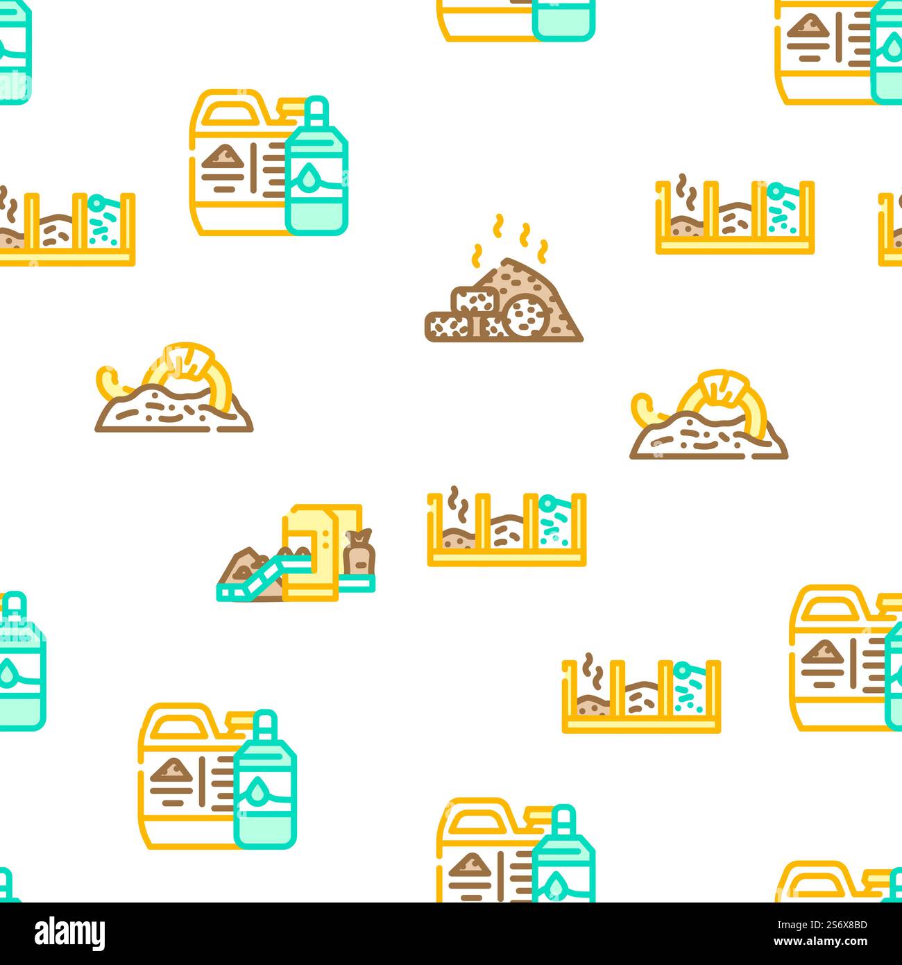 Compost Wire Vector Compost Production Vector Seamless Pattern Color Line Illustration ...