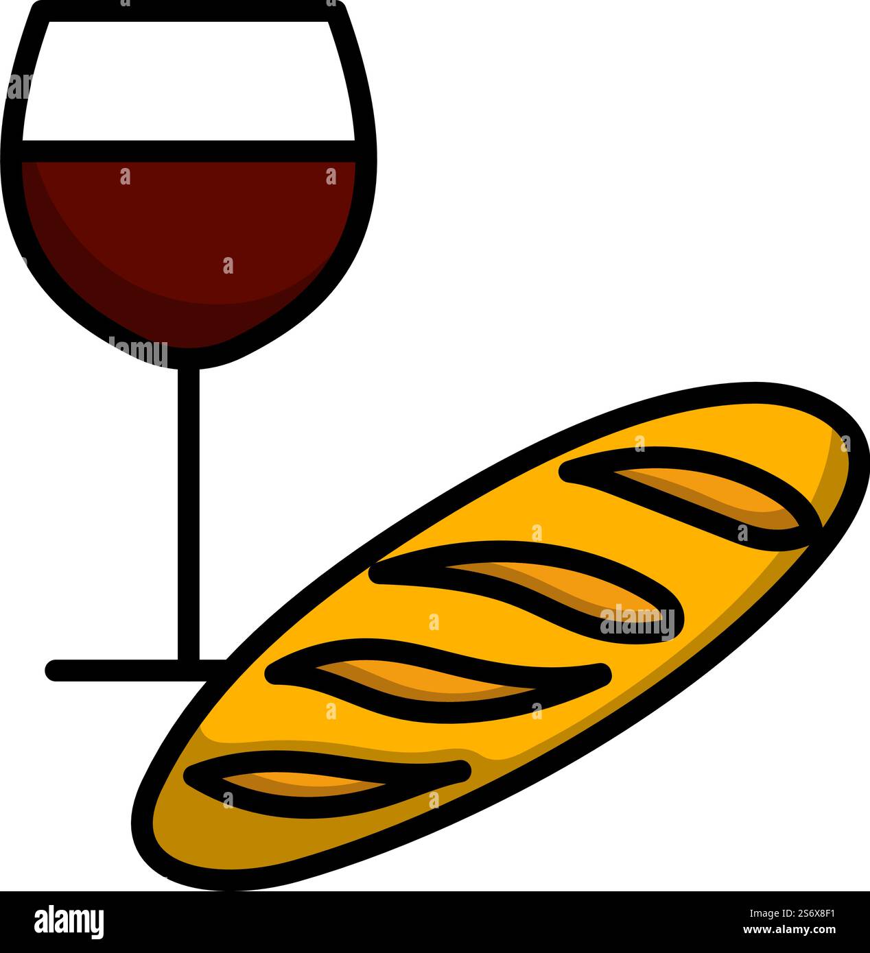 Easter Wine And Bread Icon. Editable Bold Outline With Color Fill ...