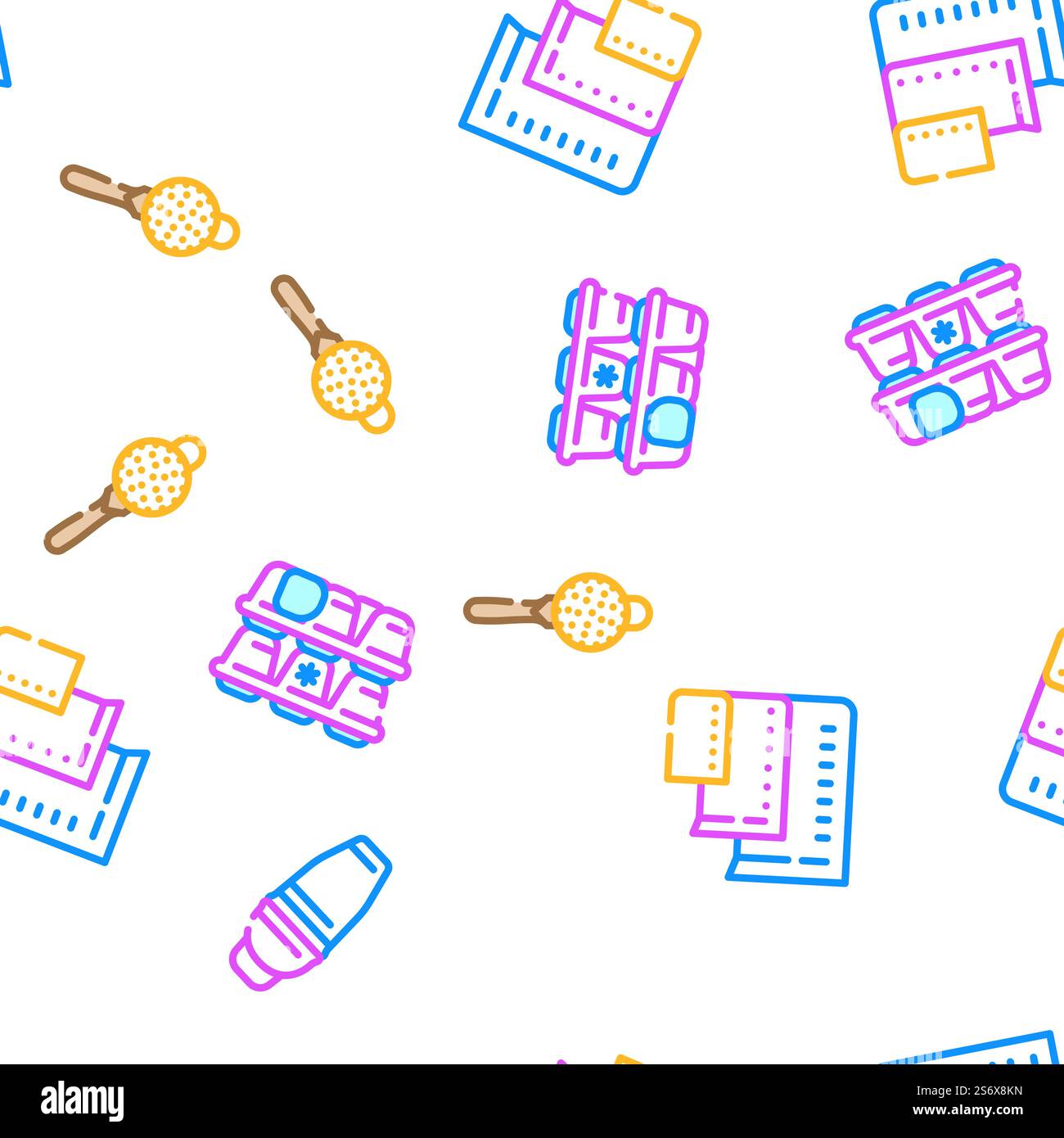 Bartender Accessory Vector Seamless Pattern Color Line Illustration. Bartender Accessory Vector Seamless Pattern Stock Vector