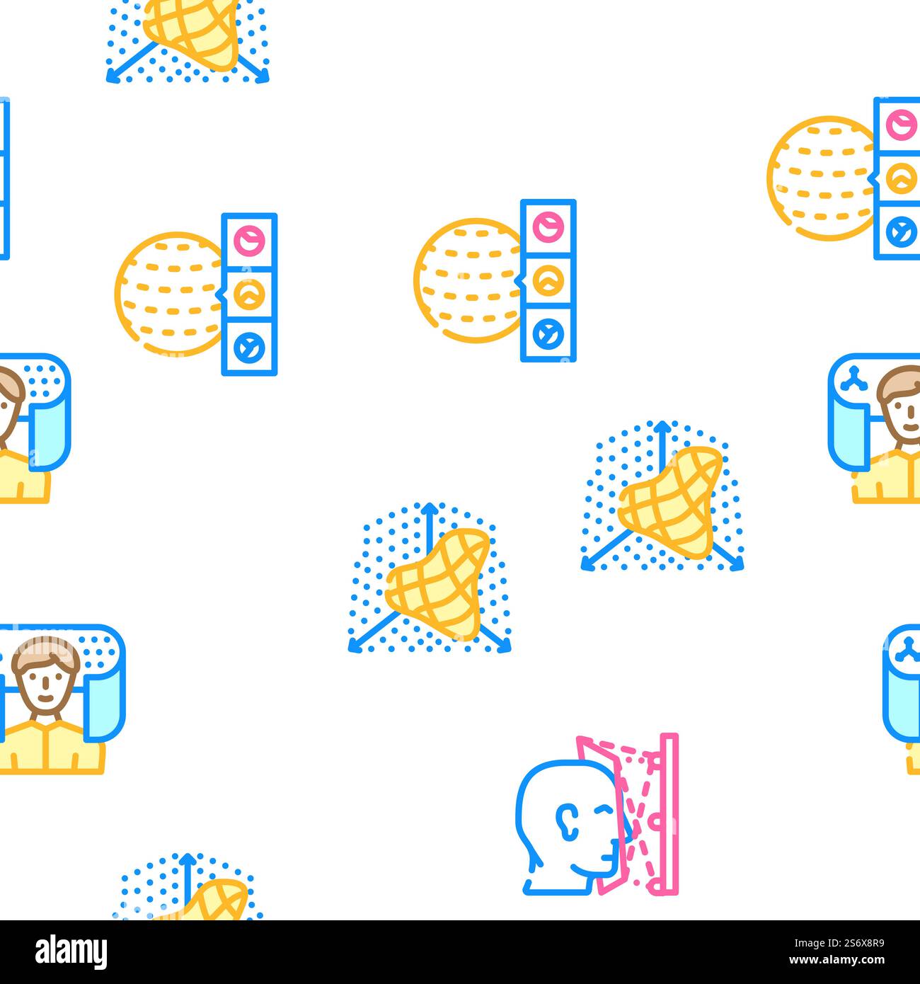 Vr Designer Occupation Vector Seamless Pattern Color Line Illustration. Vr Designer Occupation Vector Seamless Pattern Stock Vector