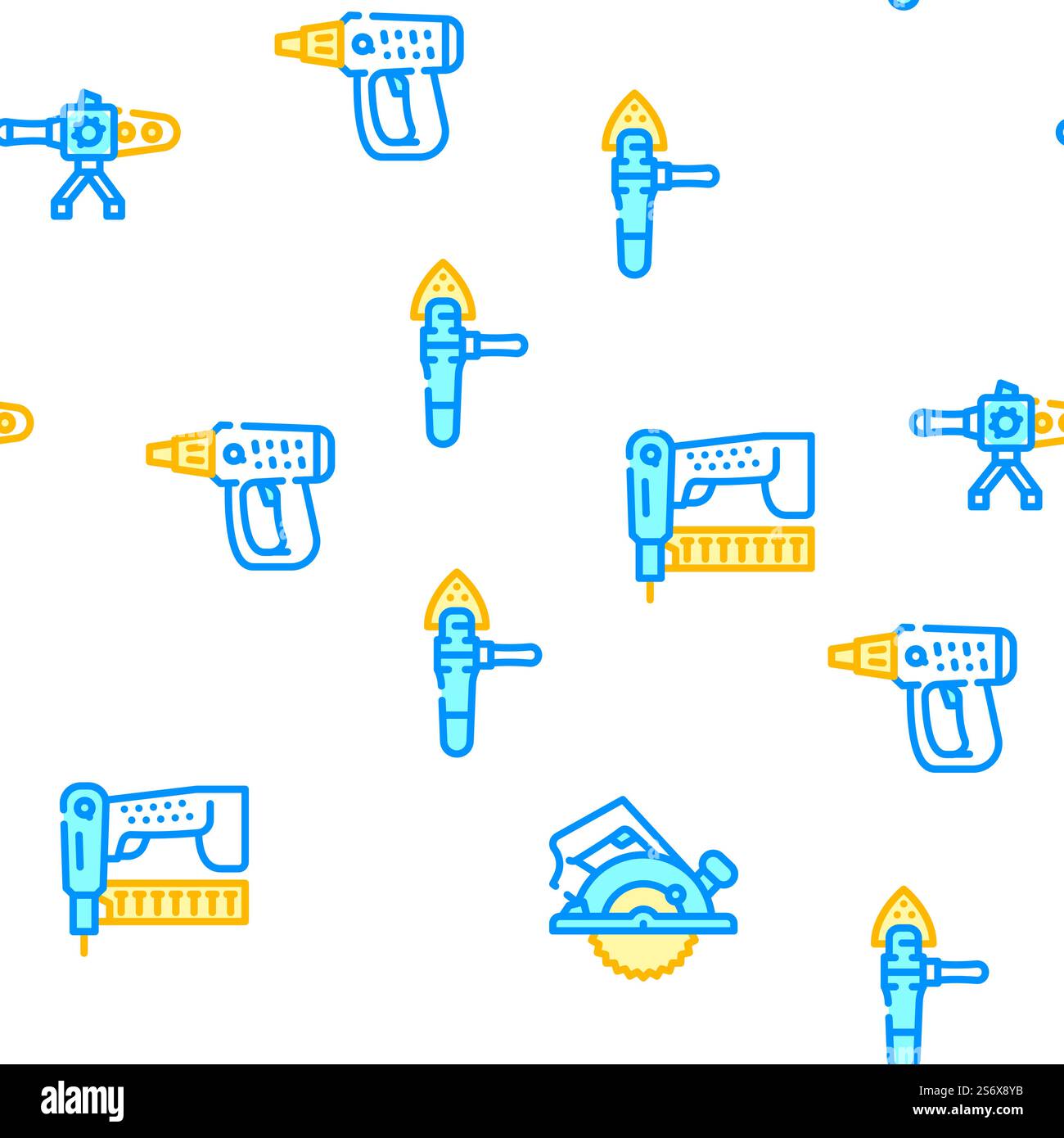 Tools For Building Vector Seamless Pattern Color Line Illustration. Tools For Building Vector Seamless Pattern Stock Vector
