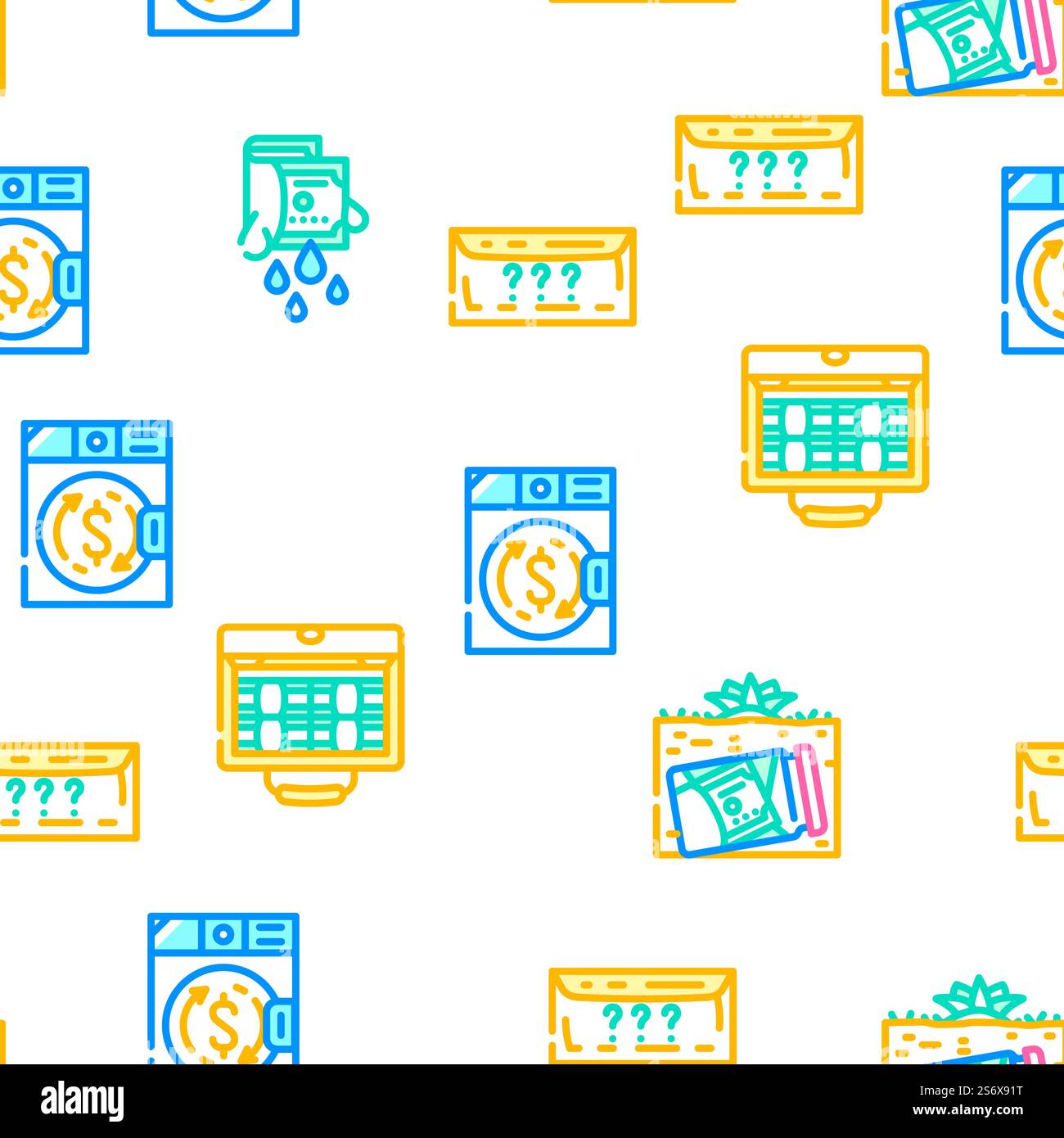 Corruption Problem Vector Seamless Pattern Color Line Illustration. Corruption Problem Vector Seamless Pattern Stock Vector
