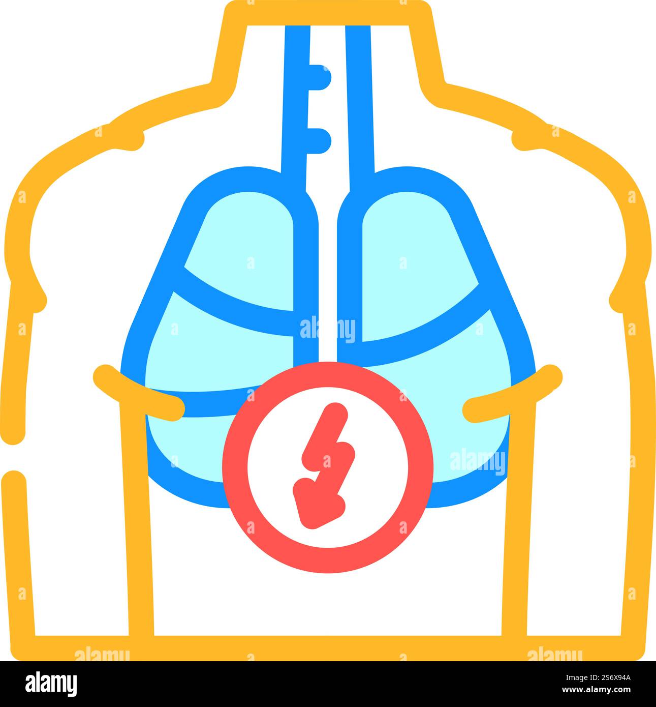pain in lungs color icon vector. pain in lungs sign. isolated symbol ...