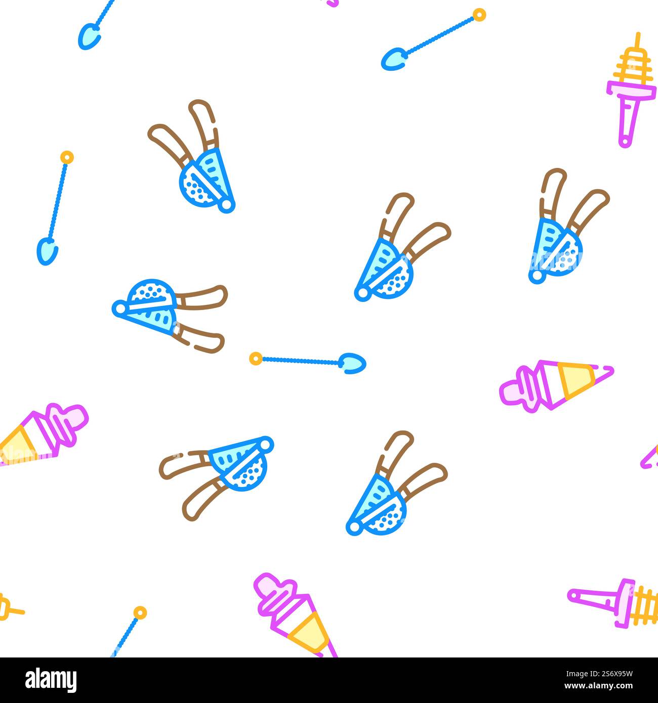 Bartender Accessory Vector Seamless Pattern Color Line Illustration. Bartender Accessory Vector Seamless Pattern Stock Vector