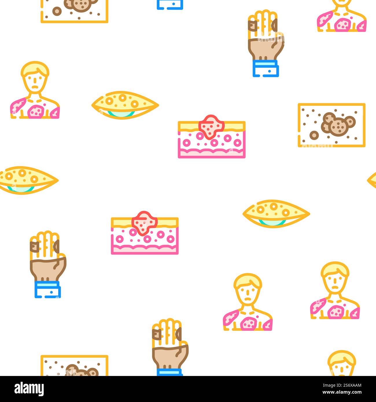Skin Disease Human Health Problem Vector Seamless Pattern Color Line ...