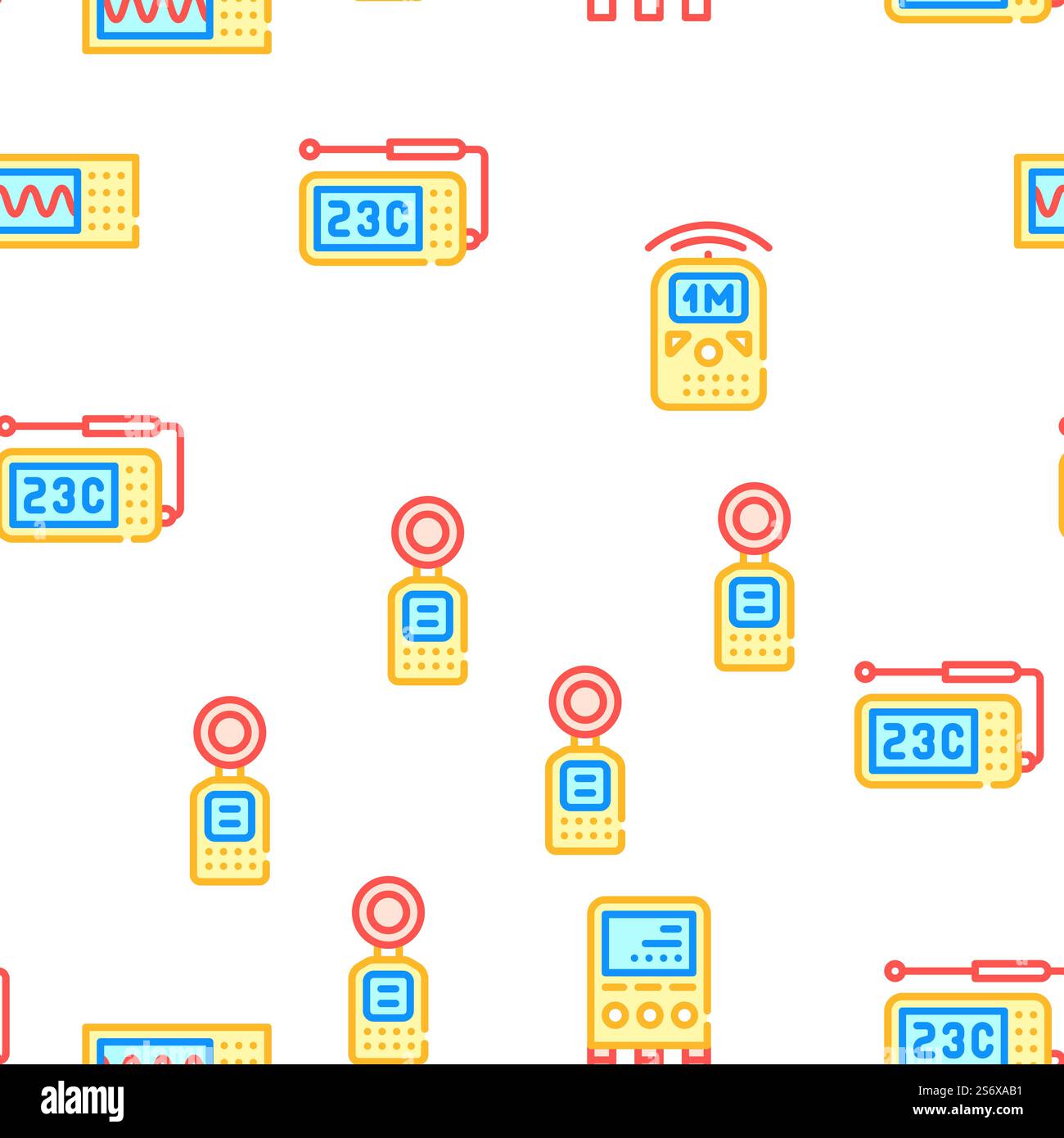 Measuring Equipment Collection Vector Seamless Pattern Color Line ...