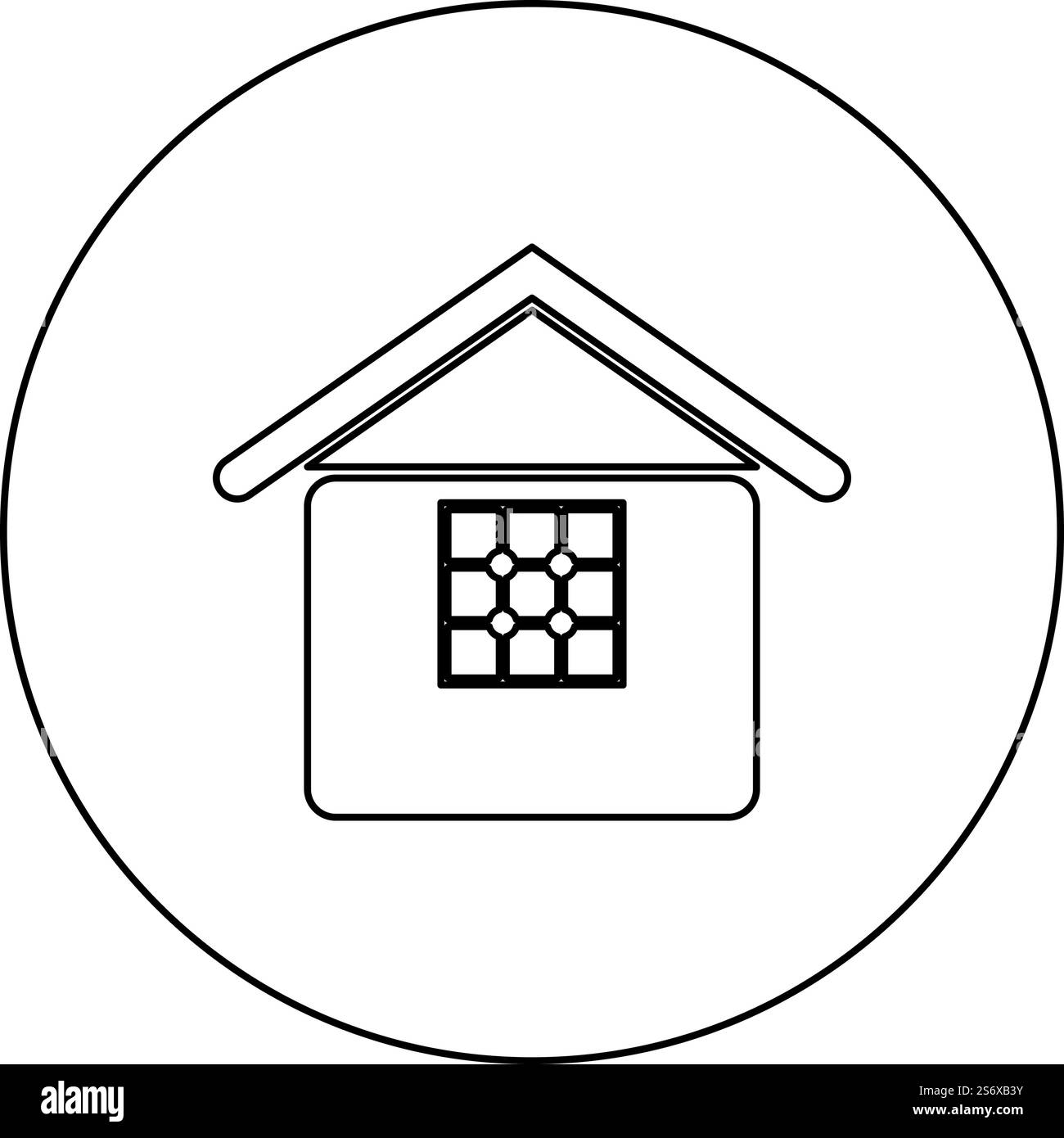 Home icon in circle round black color vector illustration image outline ...