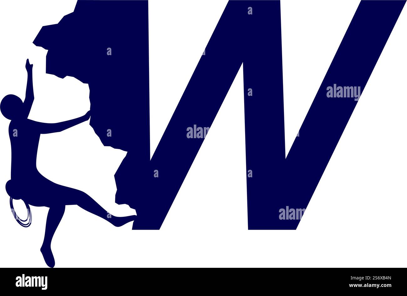 Rock climber logo with alphabet vector flat design Stock Vector