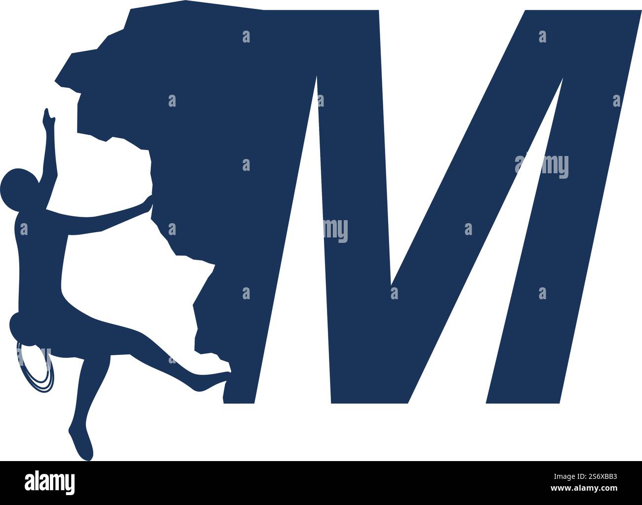 Rock climber logo with alphabet vector flat design Stock Vector