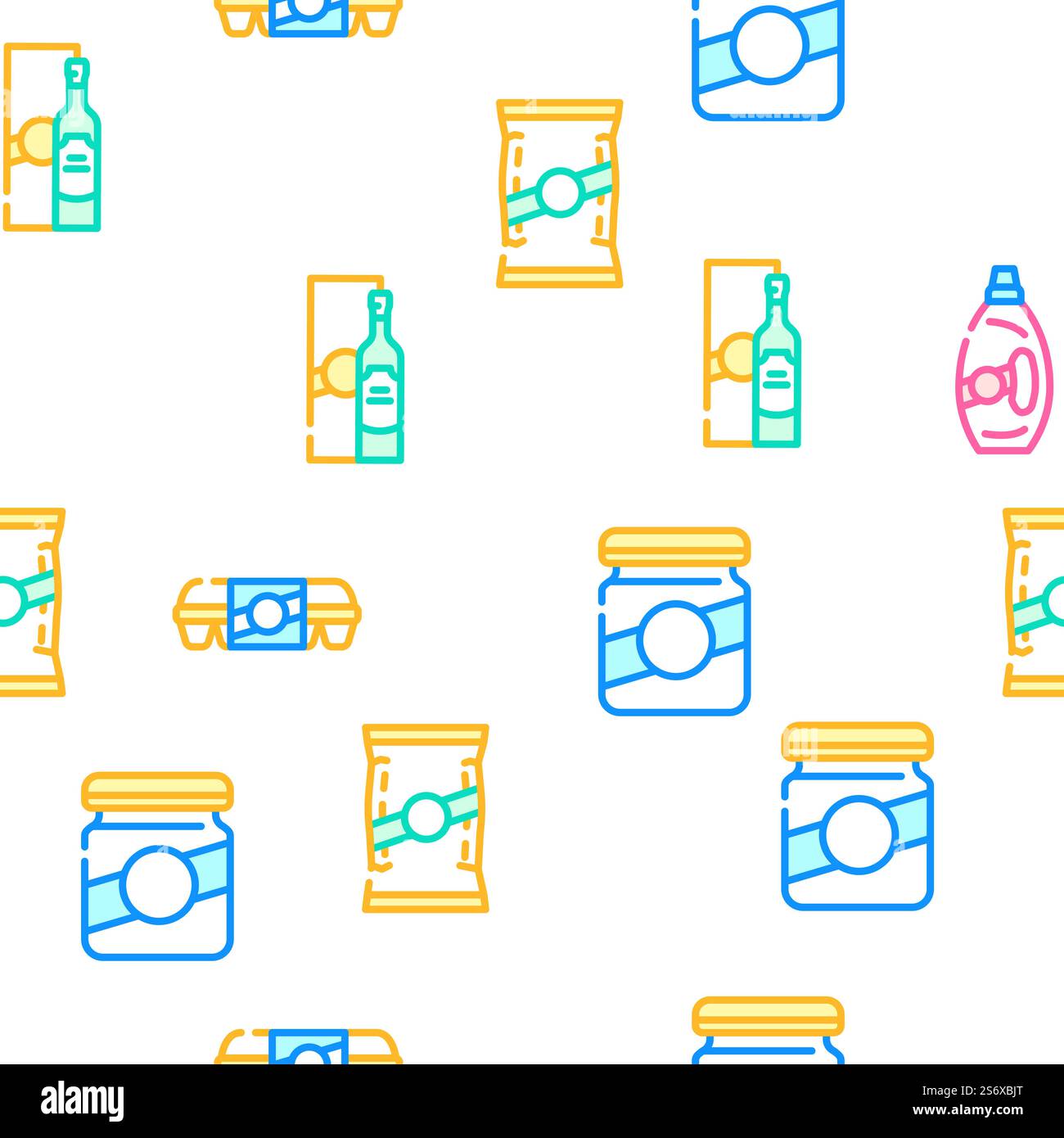 Package For Product Vector Seamless Pattern Color Line Illustration. Package For Product Vector Seamless Pattern Stock Vector
