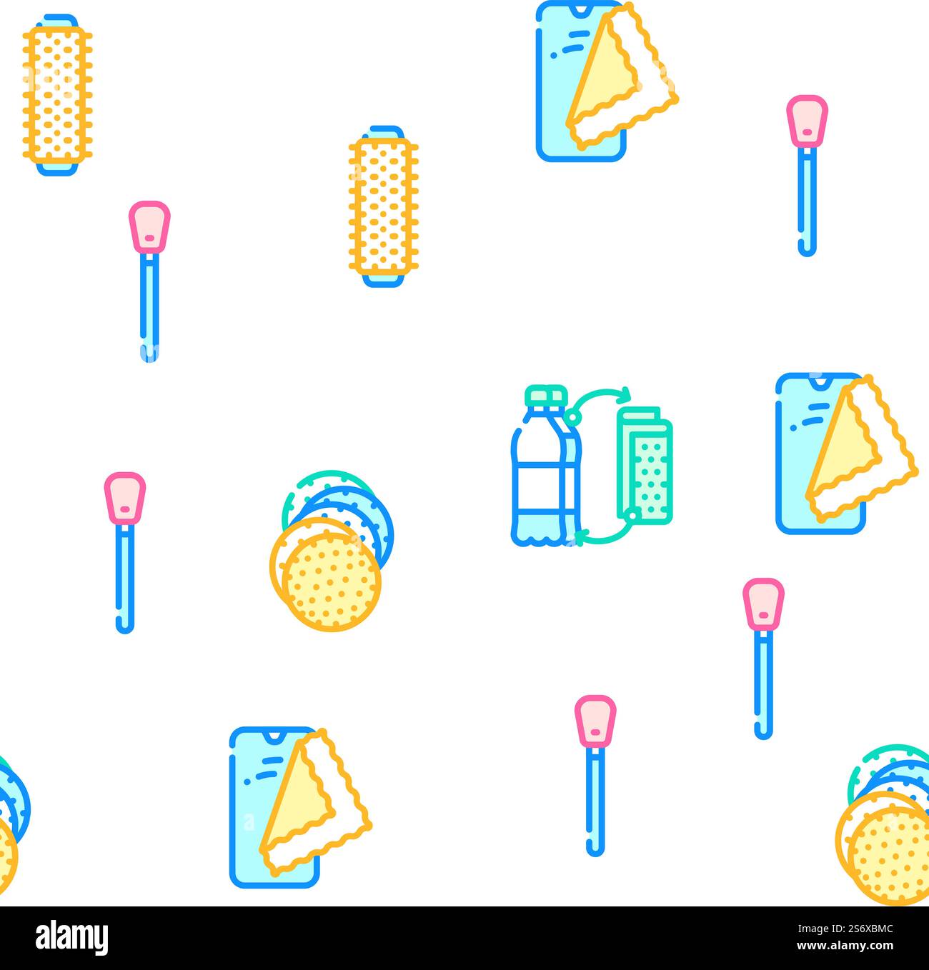 Microfiber For Clean Vector Seamless Pattern Color Line Illustration. Microfiber For Clean Vector Seamless Pattern Stock Vector