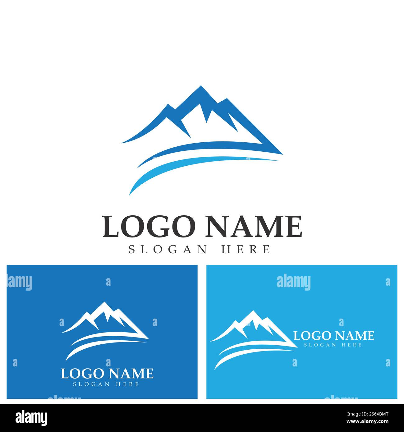 Black and blue mountain logo design template Stock Vector
