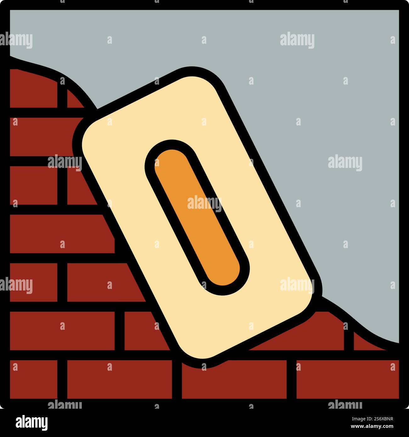 Icon Of Plastered Brick Wall. Editable Bold Outline With Color Fill ...