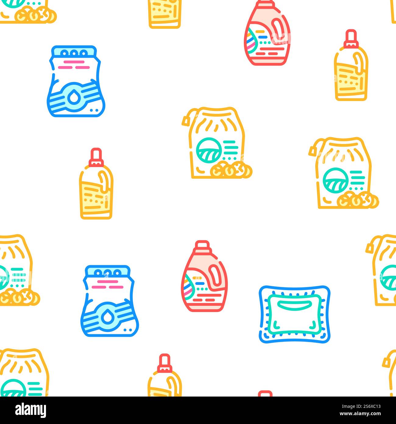 Detergent Washing Vector Seamless Pattern Color Line Illustration. Detergent Washing Vector Seamless Pattern Stock Vector