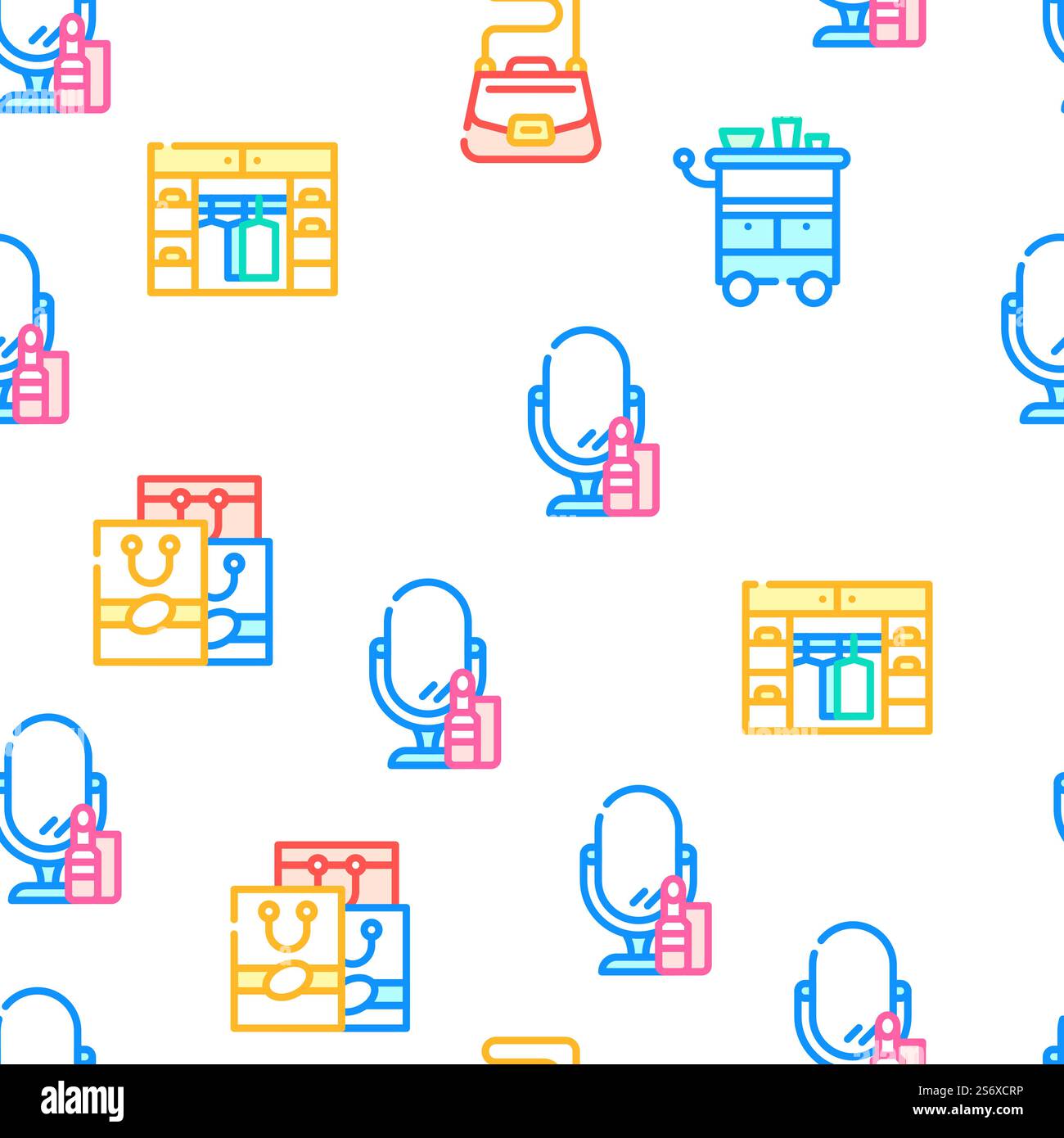 Stylist Accessory Vector Seamless Pattern Color Line Illustration. Stylist Accessory Vector Seamless Pattern Stock Vector