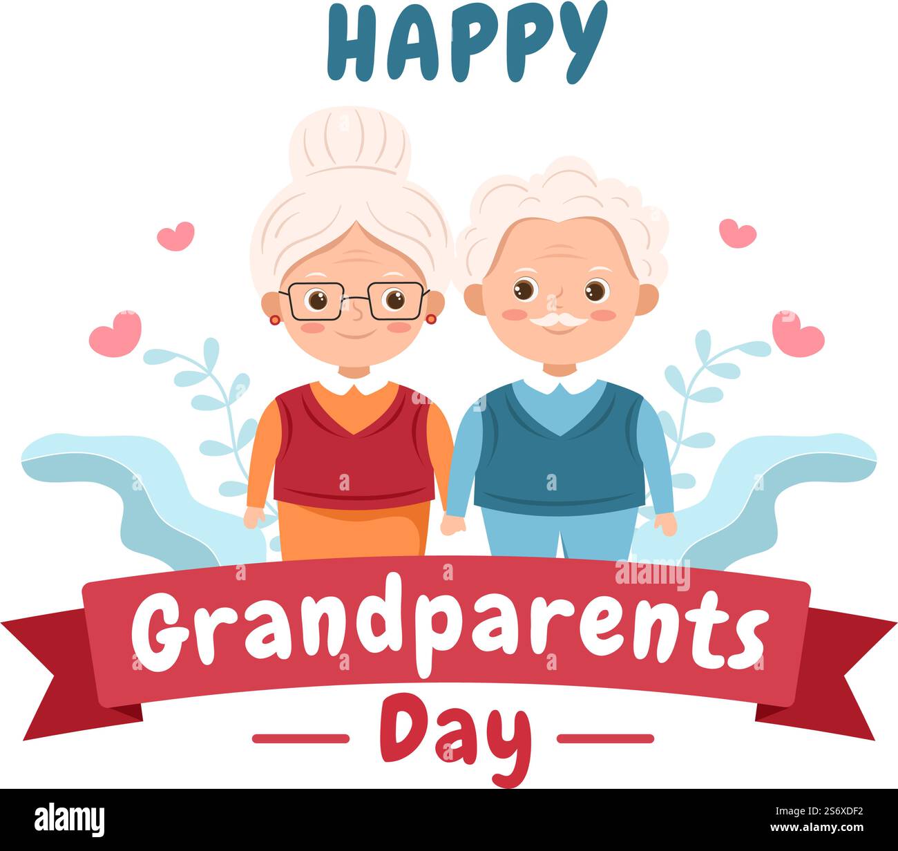 Happy Grandparents Day Cute Cartoon Illustration with Older Couple ...