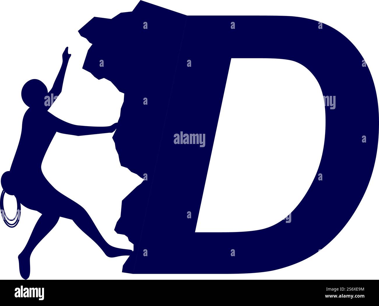 Rock climber logo with alphabet vector flat design Stock Vector