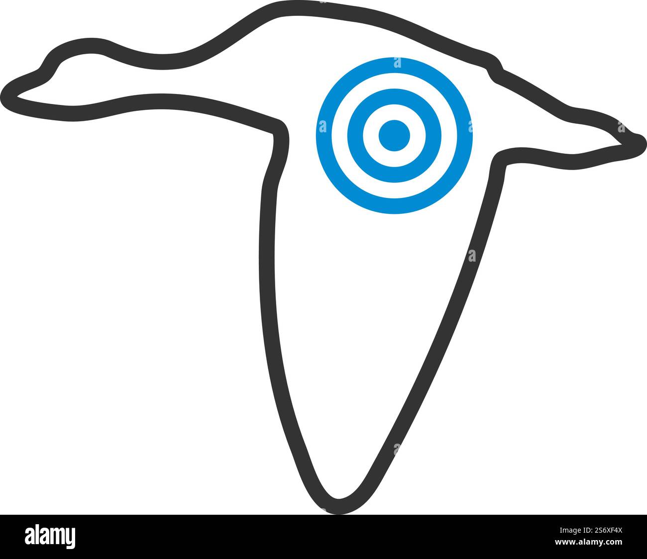 Icon Of Flying Duck Silhouette With Target. Editable Bold Outline With ...