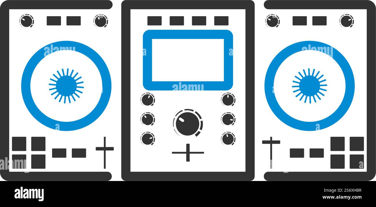 DJ Icon. Editable Bold Outline With Color Fill Design. Vector ...
