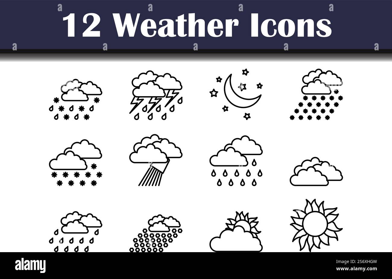 Weather Icon Set. Editable Bold Outline With Color Fill Design. Vector ...