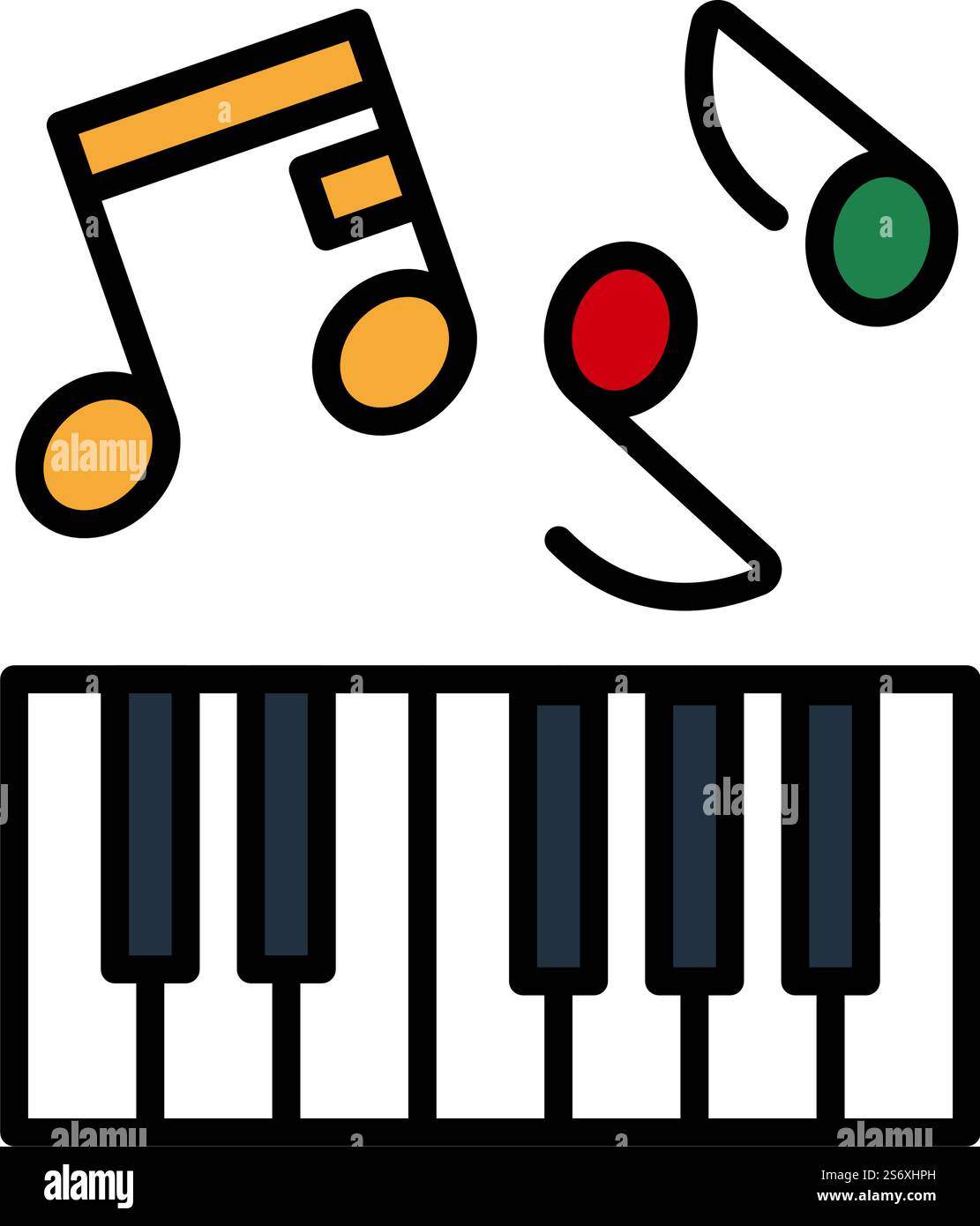 Icon Of Piano Keyboard. Editable Bold Outline With Color Fill Design. Vector Illustration. Stock Vector