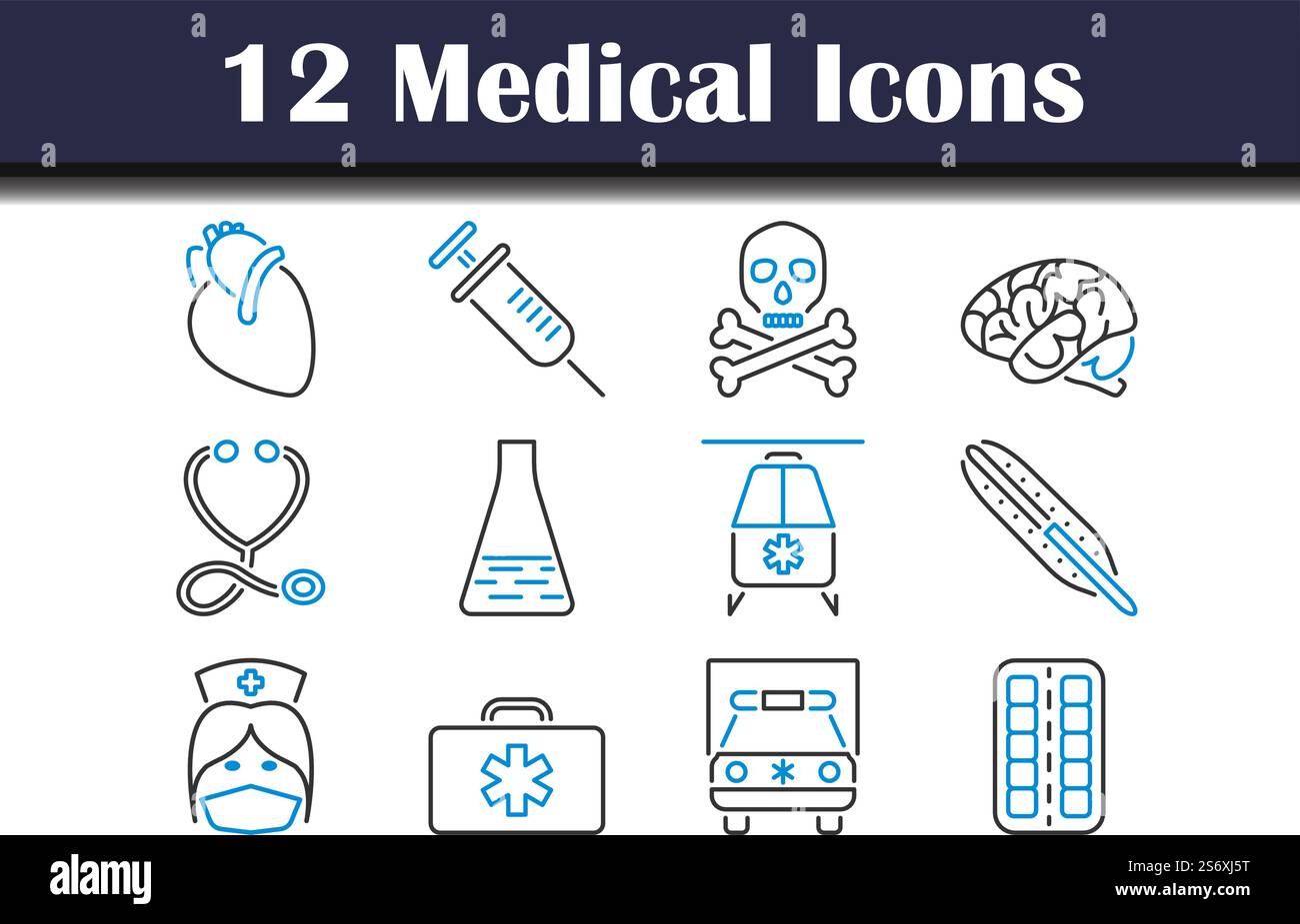 Medical Icon Set. Editable Bold Outline With Color Fill Design. Vector ...