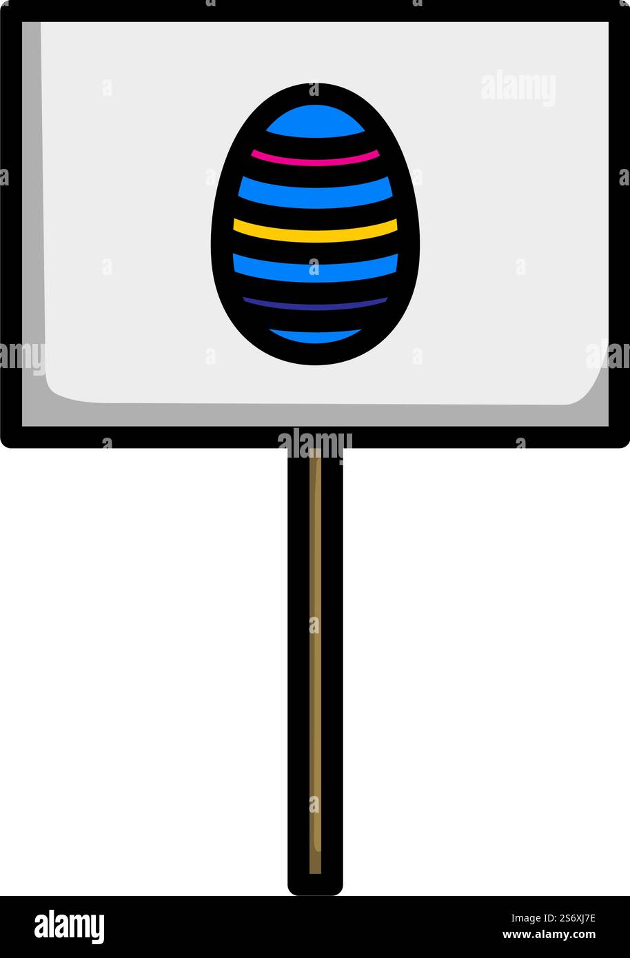 Easter Pointer With Egg Icon. Editable Bold Outline With Color Fill Design. Vector Illustration. Stock Vector