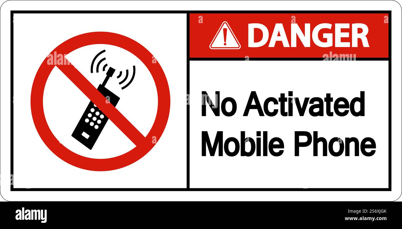 Danger No Activated Mobile Phone Sign On White Background Stock Vector