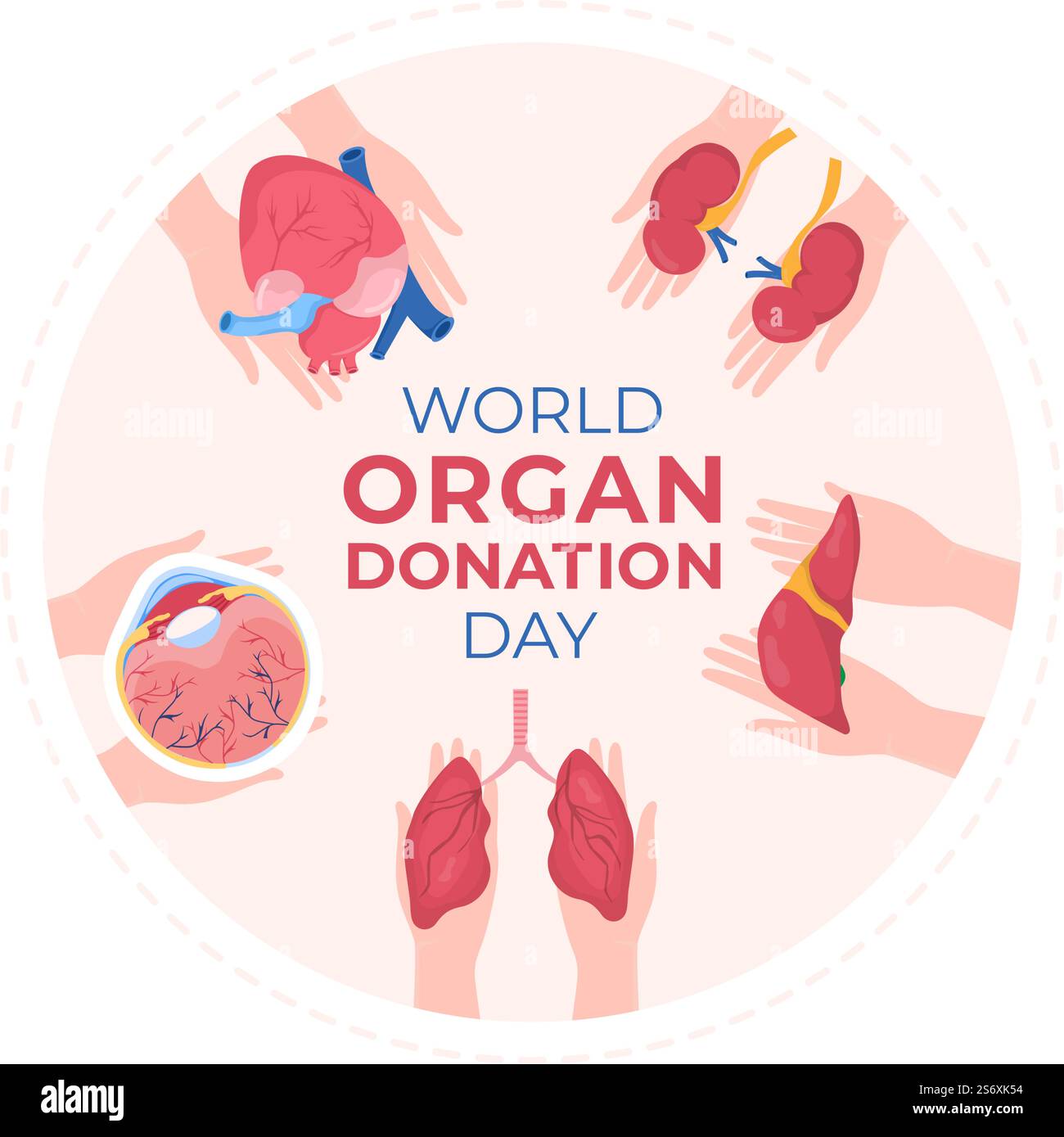 Organs Protesting Cartoon World Organ Donation Day with Kidneys, Heart, Lungs, Eyes or Liver for ...