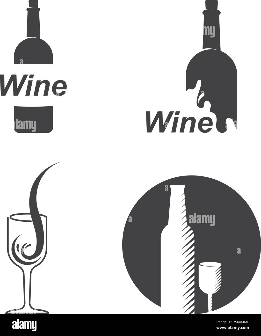Wine Logo illustration flat design Template Stock Vector Image & Art ...
