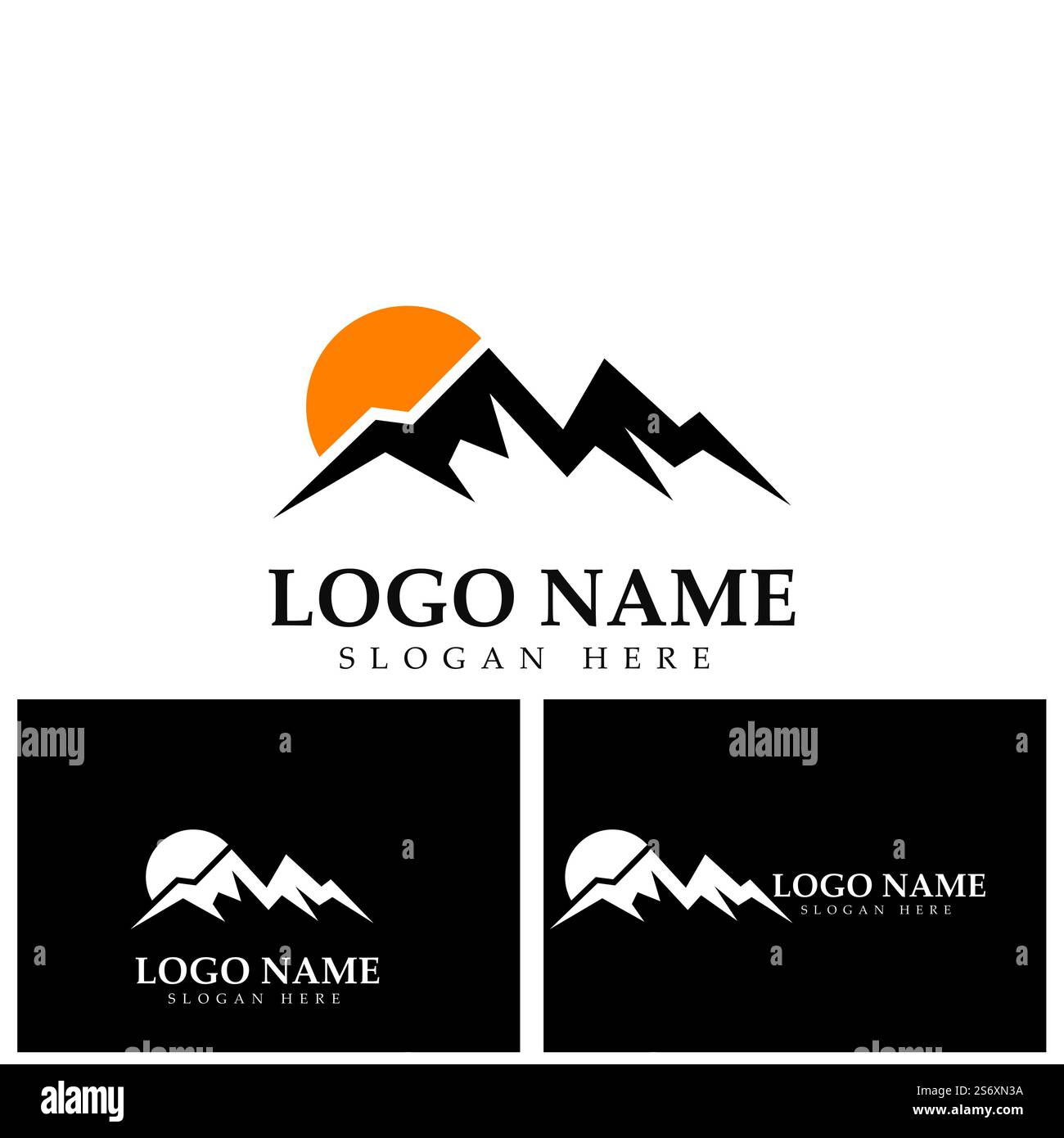 Black and blue mountain logo design template Stock Vector