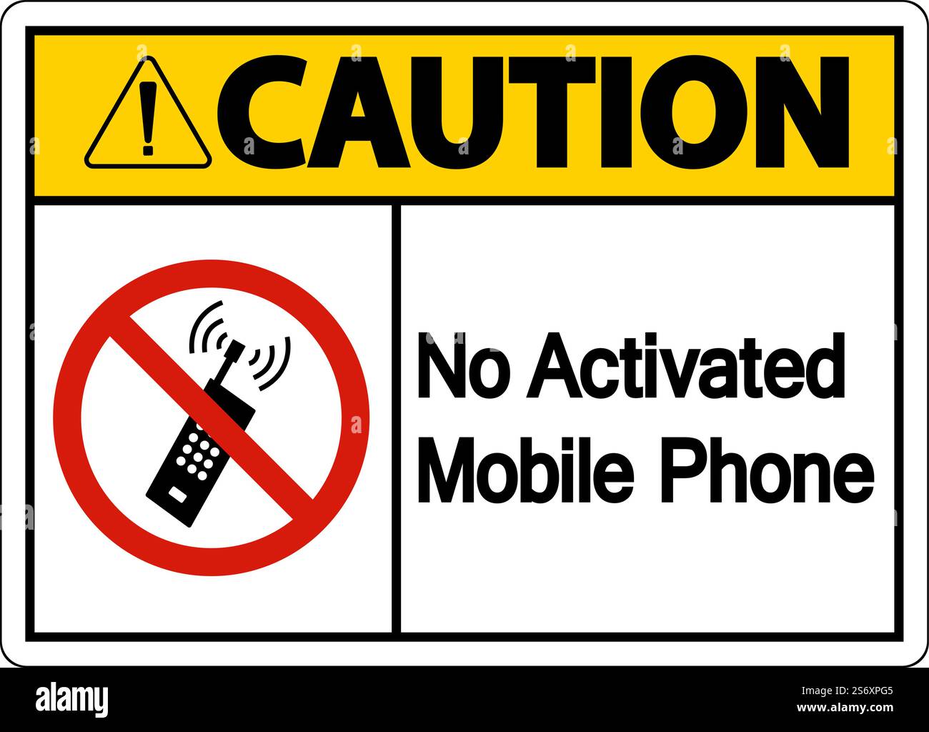 Caution No Activated Mobile Phone Sign On White Background Stock Vector