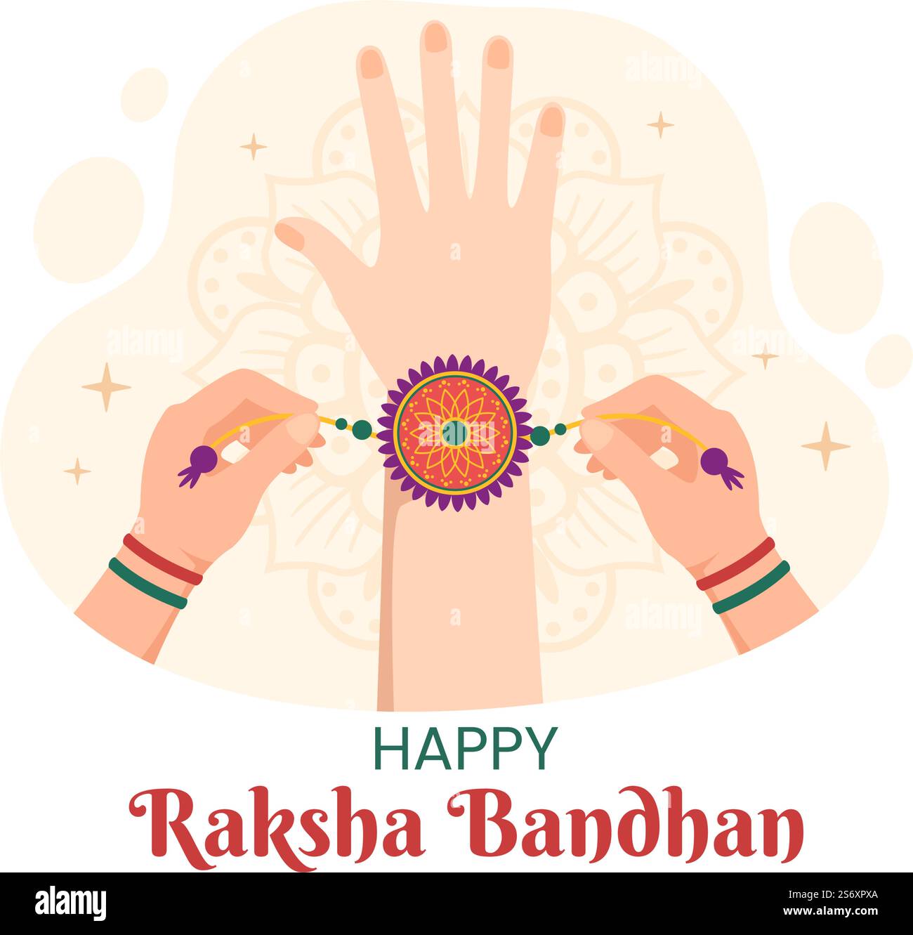 Happy Raksha Bandhan Cartoon Illustration with Sister Tying Rakhi on ...
