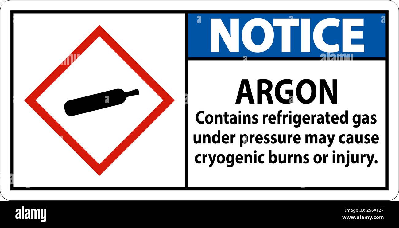 Notice Argon GHS Sign On White Background Stock Vector