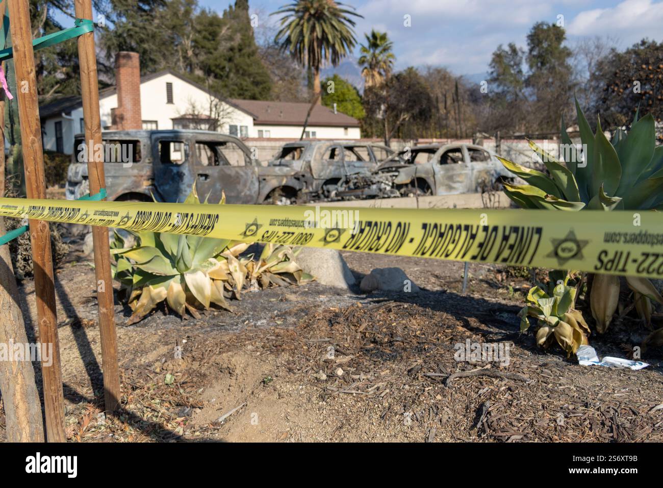 Altadena, California, USA – January 17, 2025: Aftermath of the Eaton ...