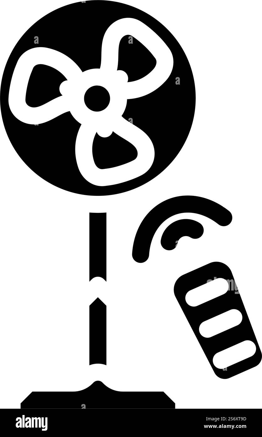 fan with remote control glyph icon vector. fan with remote control sign ...