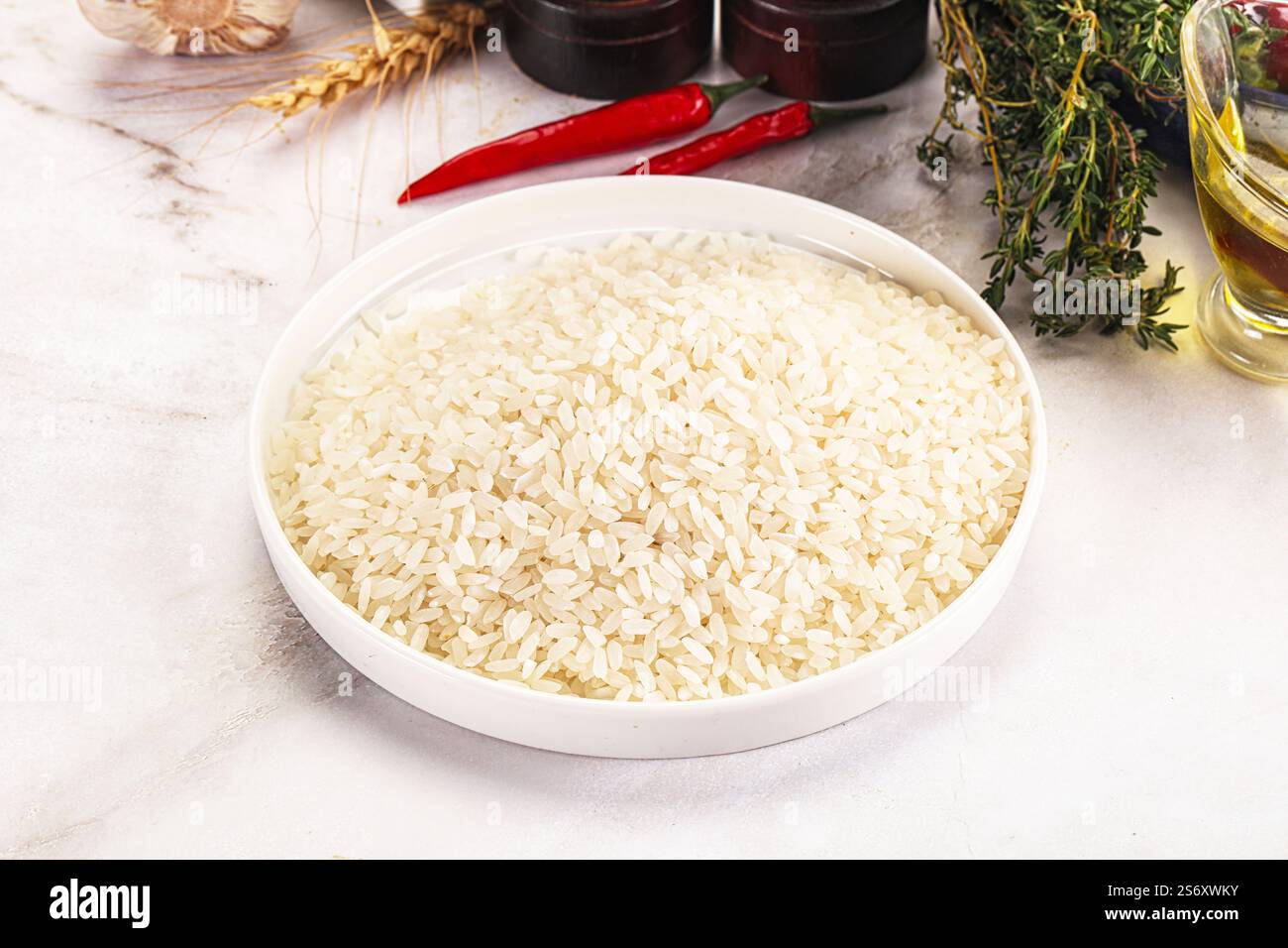 Dry raw Arborio rice for risotto Stock Photo - Alamy