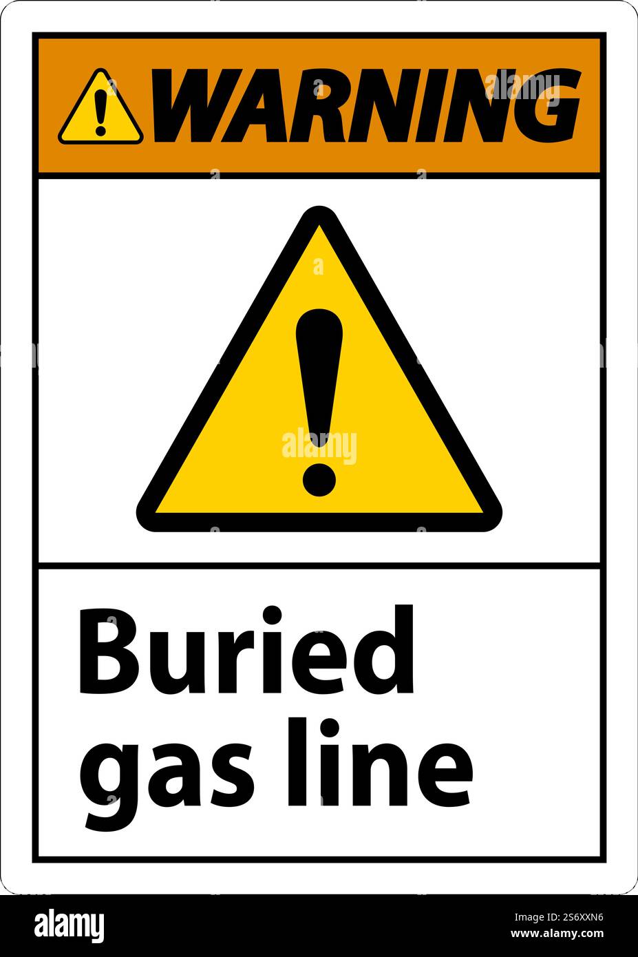 Warning Sign buried gas line On White Background Stock Vector Image ...