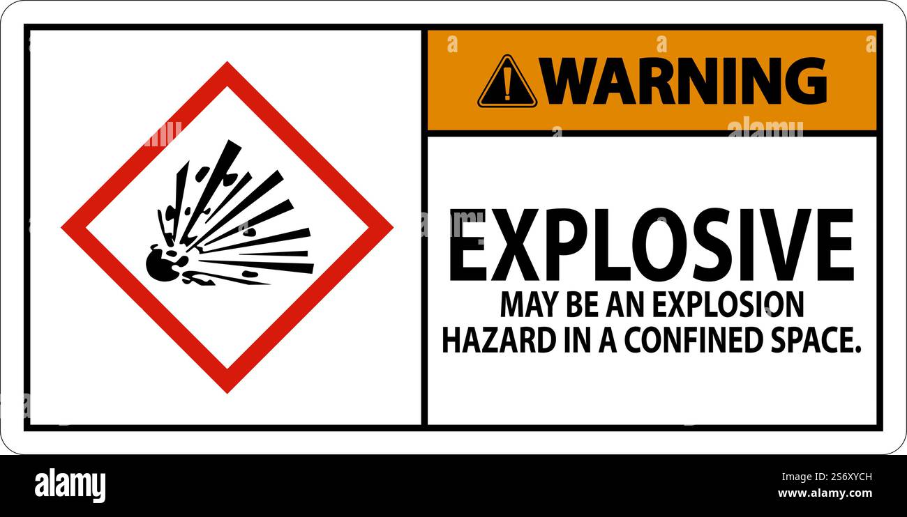 Warning Explosive GHS Sign On White Background Stock Vector
