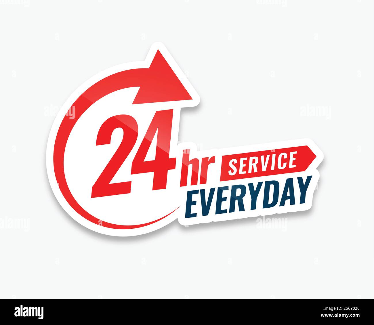 24 hour everyday service sticker design Stock Vector