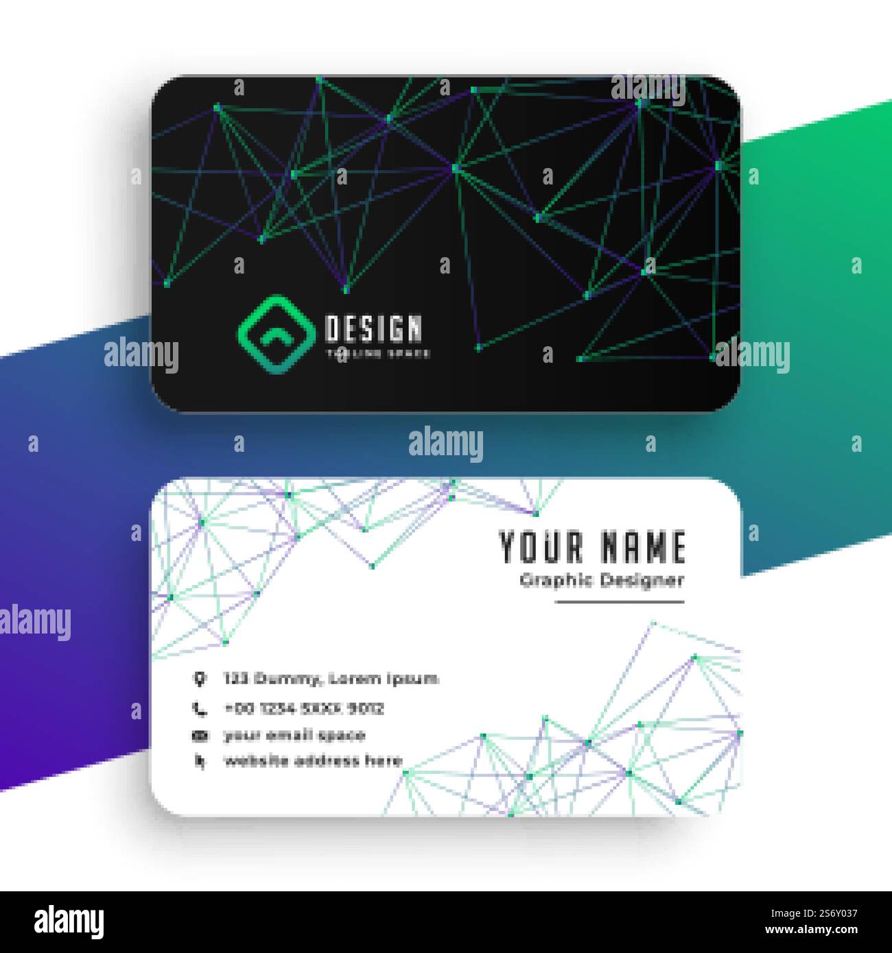 abstract network lines low poly business card template Stock Vector ...