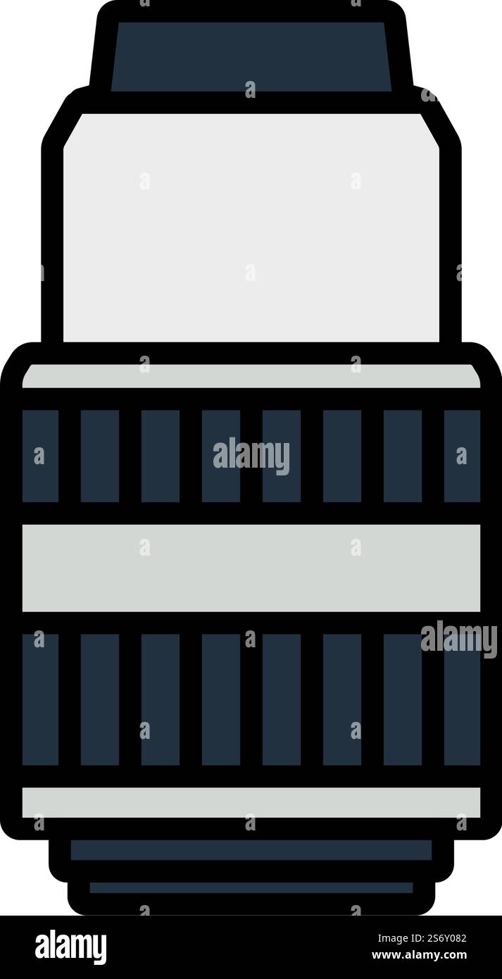 Icon Of Photo Camera Zoom Lens. Editable Bold Outline With Color Fill ...