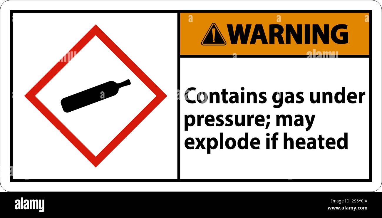 Warning Contains Gas Under Pressure GHS Sign On White Background Stock warning-contains-gas-under-pressure-ghs-sign-on-white-background-stock