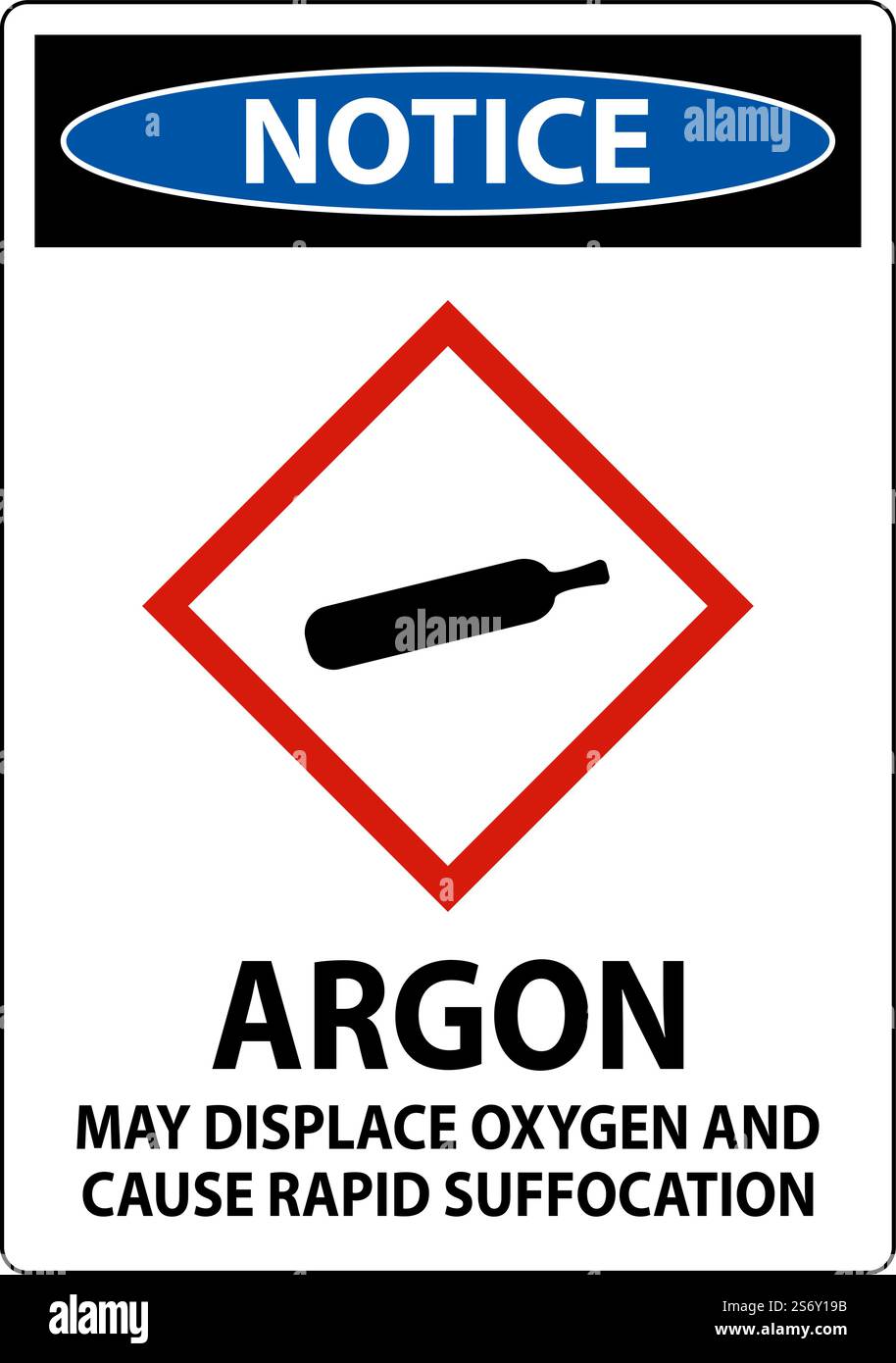 Notice Argon GHS Sign On White Background Stock Vector
