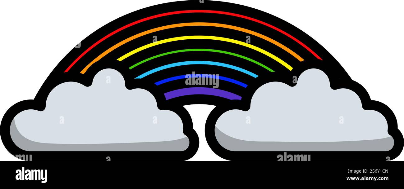 Rainbow Icon. Editable Bold Outline With Color Fill Design. Vector ...