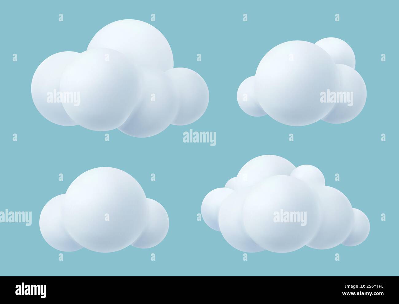 Cloud plastic. Realistic soft trendy silver clouds outdoor 3d render atmosphere rounded items decent vector templates collection. Illustration of soft shape cloud made from plastic. Cloud plastic. Realistic soft trendy silver clouds outdoor 3d render atmosphere rounded items decent vector templates collection Stock Vector