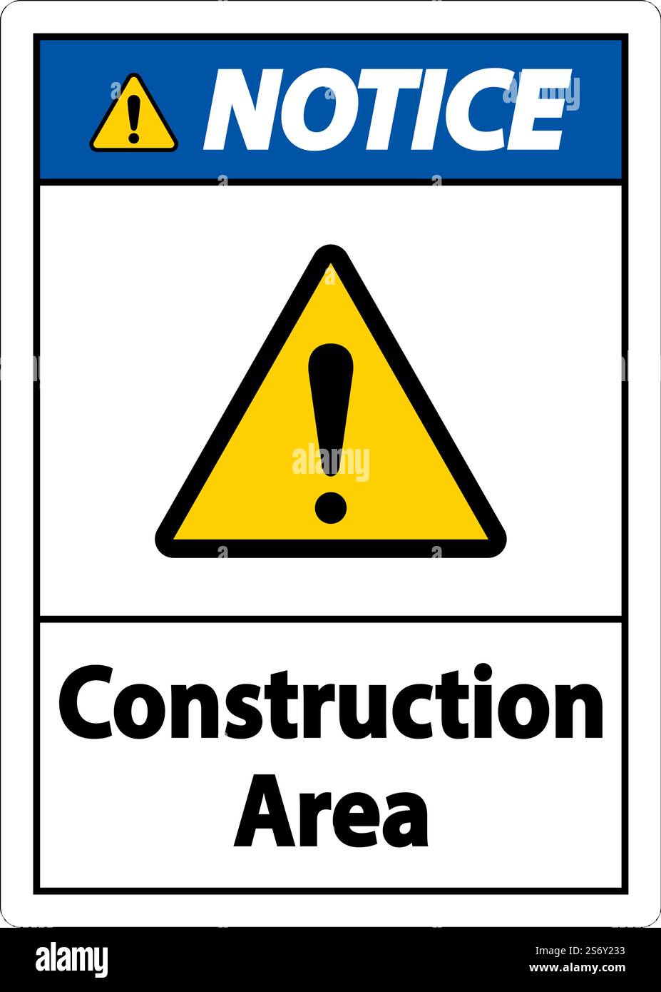 Notice Construction Area Symbol Sign On White Background Stock Vector ...