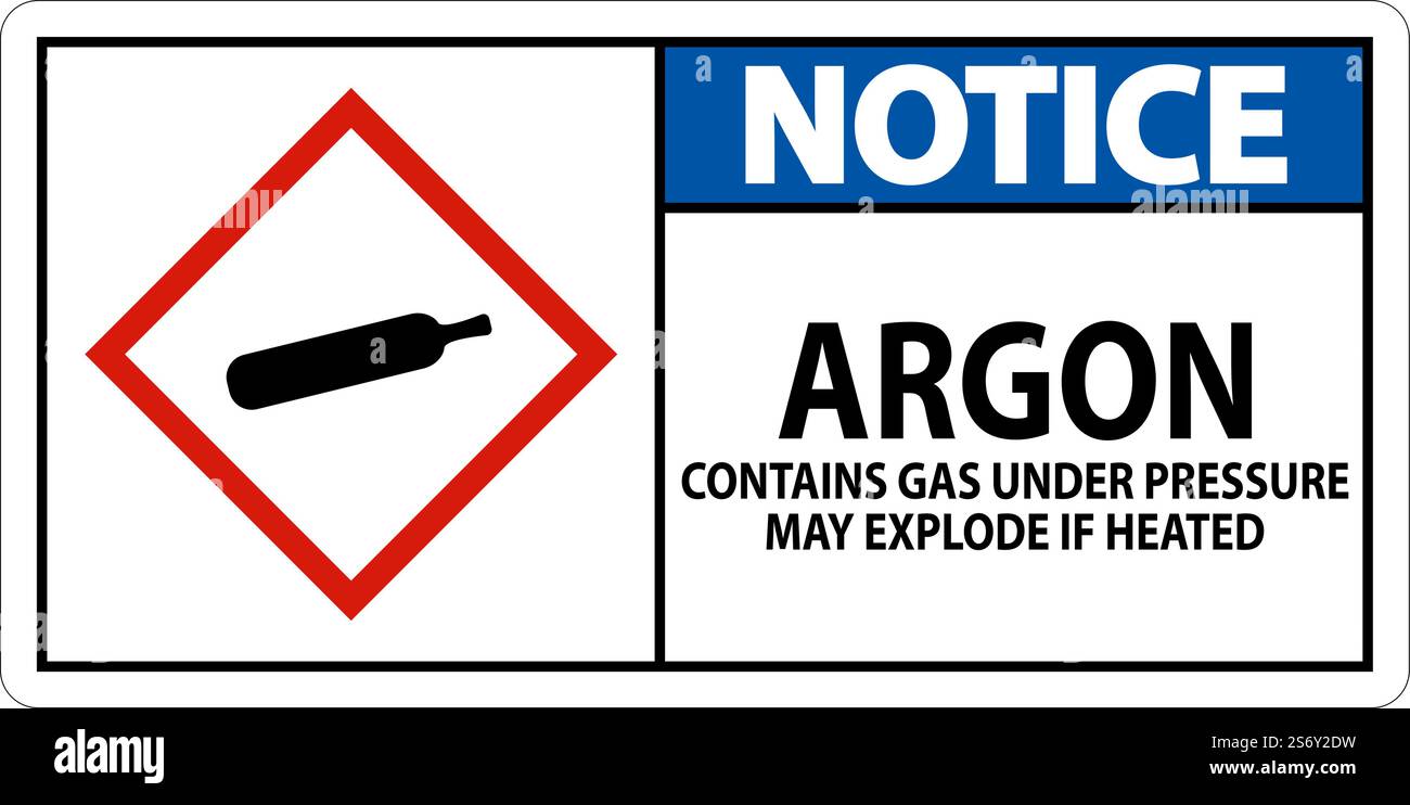Notice Argon GHS Sign On White Background Stock Vector