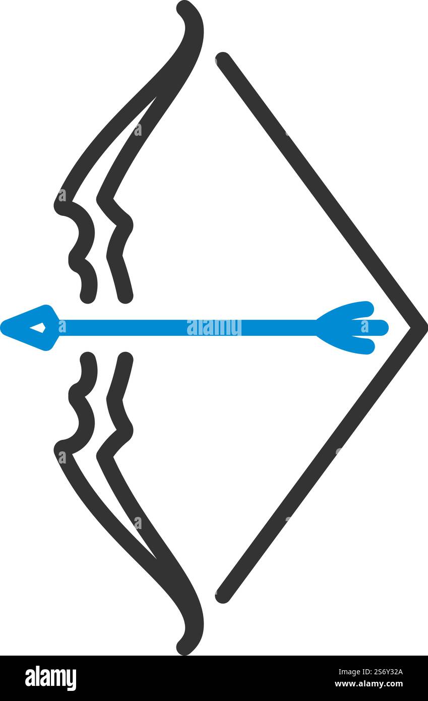 Bow With Arrow Icon. Editable Bold Outline With Color Fill Design ...